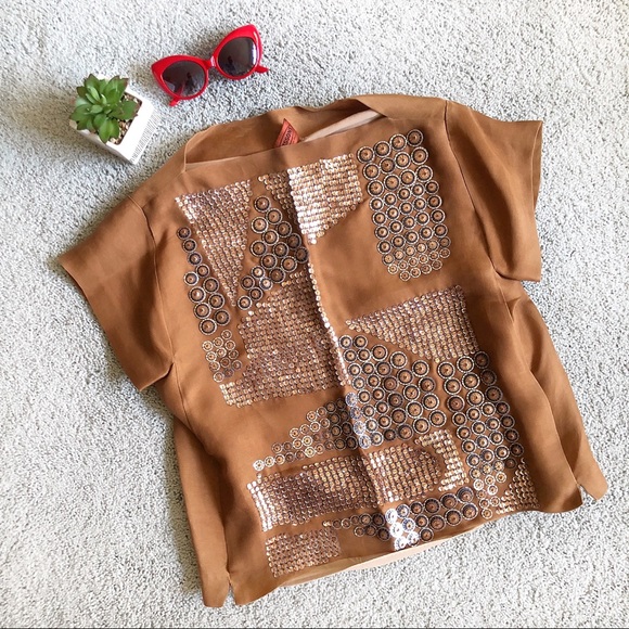 Missoni Tops - MISSONI jeweled bronze dress shirt sz.8